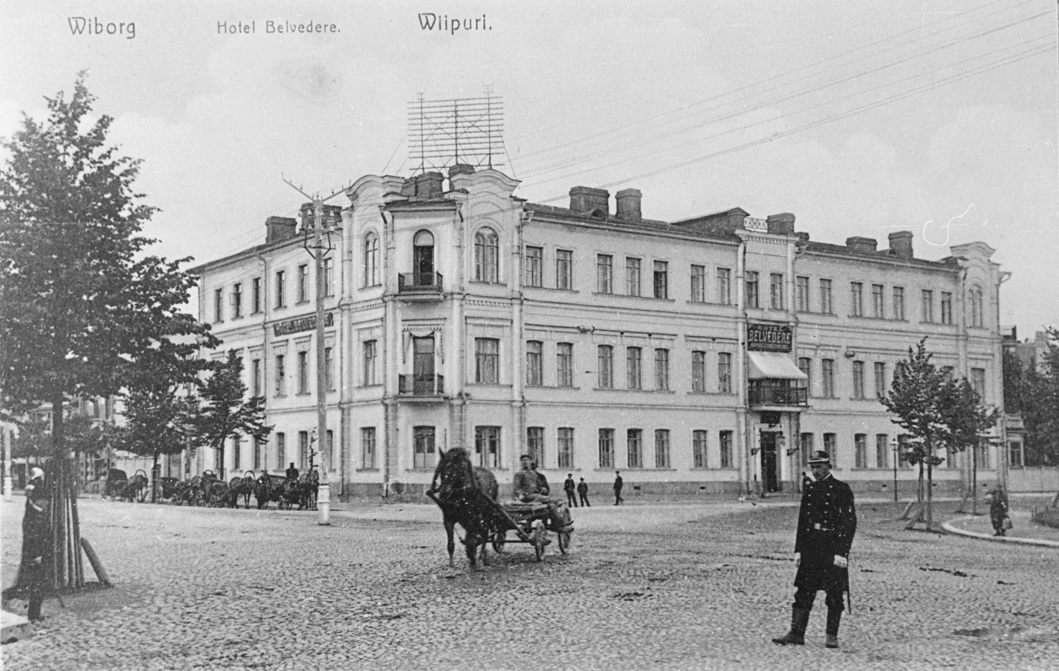 Hotelli Belvedere Viiipurissa oli Venäjän opposition ja vallankumouksellisten suosima tapaamispaikka. (Museovirasto)